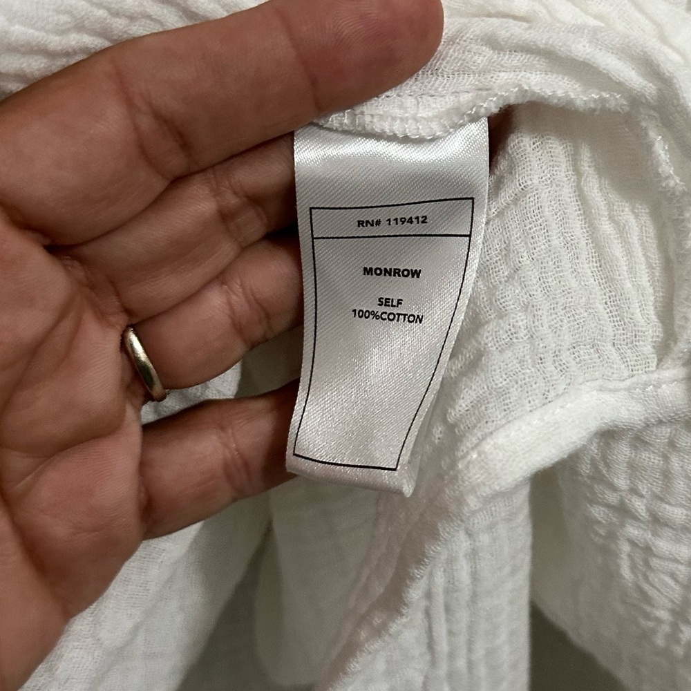 🆕 MONROW Gauze Easy Mini Dress in White - Picture 4 of 8